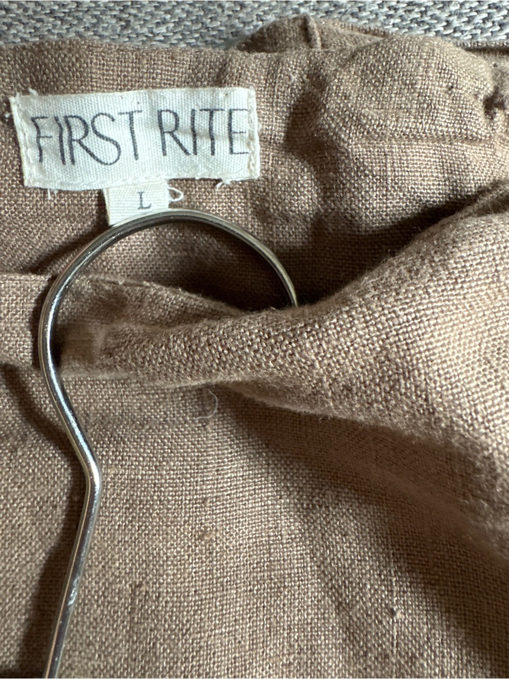 First Rite Women's LINEN Midi Skirt in Light Brown